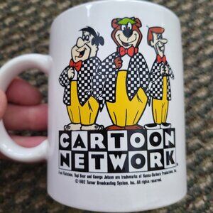 Cartoon Network 1992 Fred Flintstone Yogi Bear George Jetson Coffee Mug Cup T3